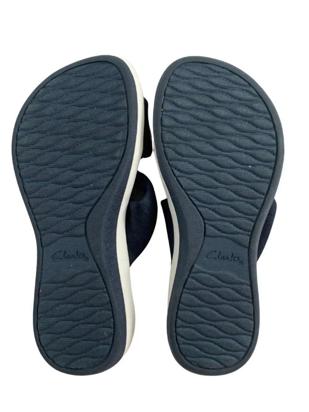 Clarks Cloudsteppers Women's Navy Bow Sandals Size 7M Boho Casual Travel